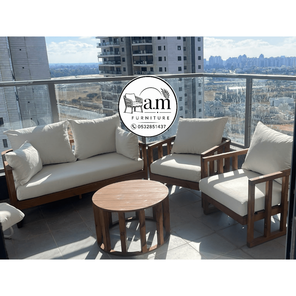 Outdoor wooden seating for a balcony  1